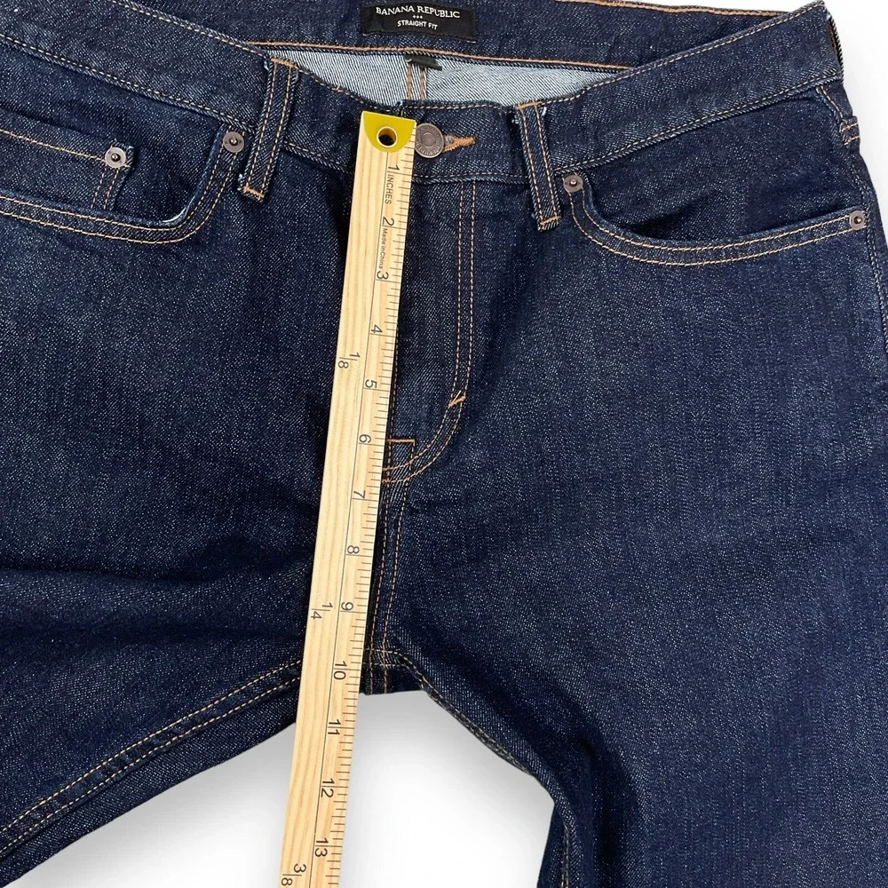 Banana Republic Jeans Men 33x30 (ACTUAL 34x27.5) Dark Blue Straight Fit Denim